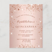 Quinceanera Rose Gold Glitzer Funkelglasur Einladungspostkarte (Vorderseite)