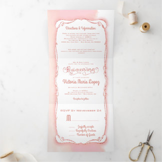 Quinceanera Rose Gold Glitzer Mexican Fiesta Dreifach Gefaltete Einladung