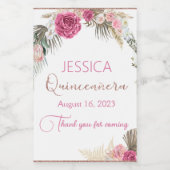 Quinceanera Rose Gold Glitzer Mini Flasche Etikett (Einzelnes Label)