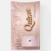 Quinceanera Rose Gold Glitzer Rosa Foto Banner (Vertikal)