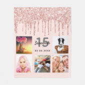 Quinceanera Rose Gold Glitzer Rosa Foto Fleecedecke (Vorderseite)