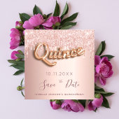 Quinceanera Rose Gold Glitzer Save the Date Karte
