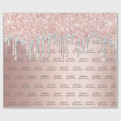 Quinceanera Rose Gold Glitzer Silberfunkel Geschenkpapier (Flach)