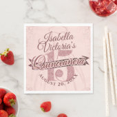 Quinceanera Rose Gold Glitzer Sparkone Serviette (Beispiel)