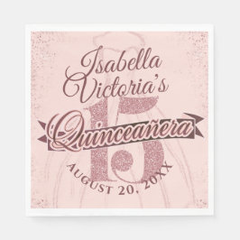 Quinceanera Rose Gold Glitzer Sparkone Serviette