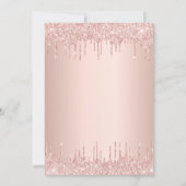 Quinceanera Rose Gold Glitzer Tropfen erröten Einladung (Rückseite)
