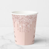 Quinceanera Rose Gold Glitzer Tropfen Party Pappbecher (Rechts)