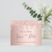 Quinceanera Rose Gold Glitzer Tropfen Save the Dat (Stehend Vorderseite)