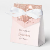 Quinceanera Rose Gold Glitzer Tropfen vielen Dank Geschenkschachtel (Vorderseite)
