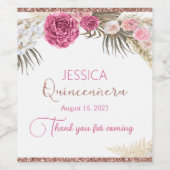 Quinceanera Rose Gold Glitzer Weinkarte Weinetikett (Einzelnes Label)