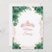Quinceañera Rose Gold Hunter Green Einladung (Rückseite)
