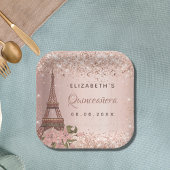 Quinceanera Rose gold Paris Eiffelturm Pappteller