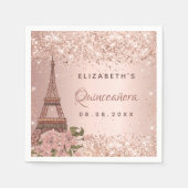 Quinceanera Rose gold Paris Eiffelturm Serviette (Vorderseite)