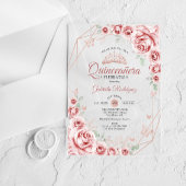 Quinceanera Rose Gold Pink Floral Acryleinladungen