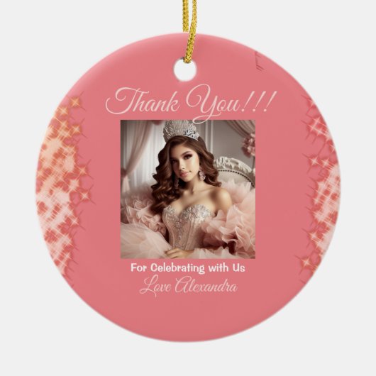 Quinceanera Rose Gold Princess Foto Keramik Ornament (Vorne)