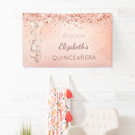 Quinceanera Rose Gold Rosa Ballerina Banner (Insitu)