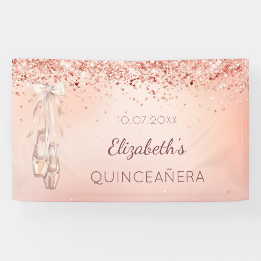Quinceanera Rose Gold Rosa Ballerina Banner (Horizontal)