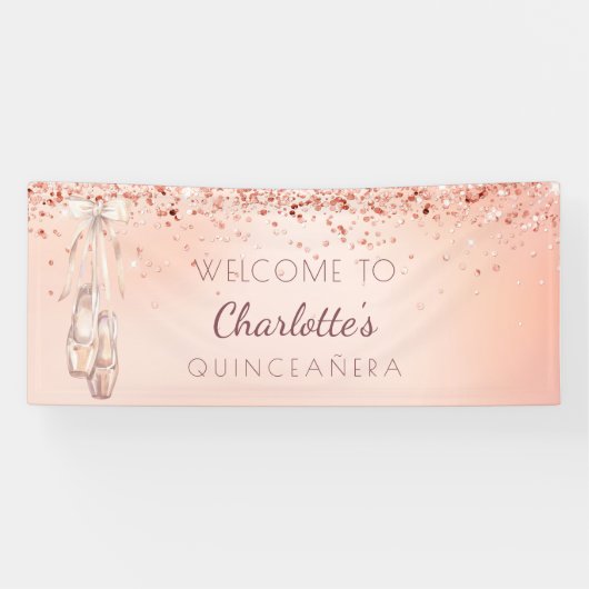 Quinceanera Rose Gold rosa Ballerina Schuhe willko Banner (Horizontal)