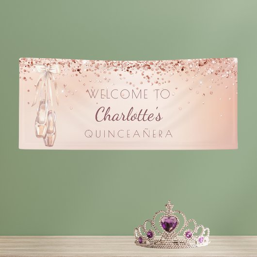 Quinceanera Rose Gold rosa Ballerina Schuhe willko Banner