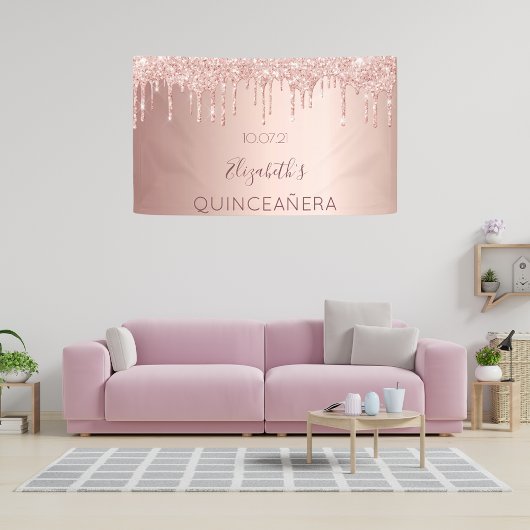 Quinceanera Rose Gold rosa Begrüßung Banner