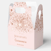 Quinceanera Rose Gold Rosa Danke Geschenkschachtel (Geöffnet)