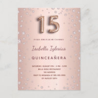 Quinceanera Rose Gold rosa Diamanten Ballonskript