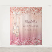 Quinceanera Rose Gold Rosa Glitzer Ballerina Wandteppich (Vorderseite)
