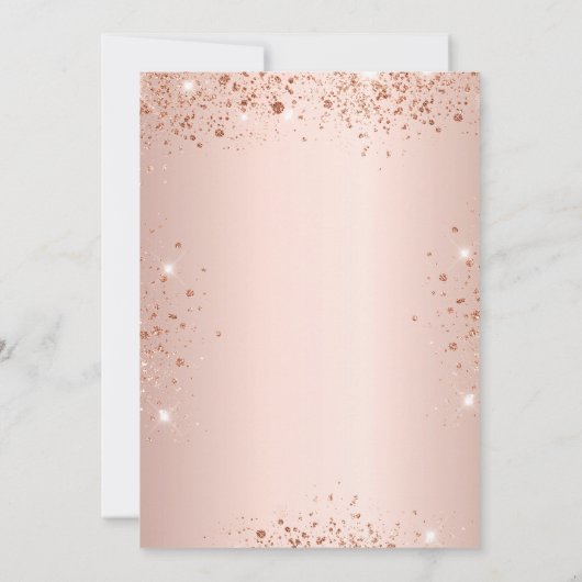 Quinceanera Rose Gold rosa Glitzern Kleid Einladung (Rückseite)