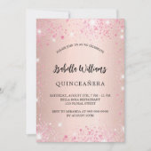 Quinceanera Rose Gold rosa Glitzern Luxus Einladung (Vorderseite)