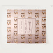 Quinceanera Rose Gold Rosa Monogramm 15 Tapestry Wandteppich (Vorderseite (Horizontal))