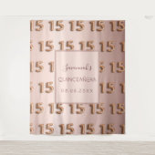 Quinceanera Rose Gold Rosa Monogramm 15 Tapestry Wandteppich (Vorderseite)