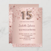 Quinceanera Rose Gold Rosa Sterne Ballon-Drehbuch Postkarte (Vorne/Hinten)