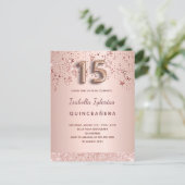 Quinceanera Rose Gold Rosa Sterne Ballon-Drehbuch Postkarte (Stehend Vorderseite)