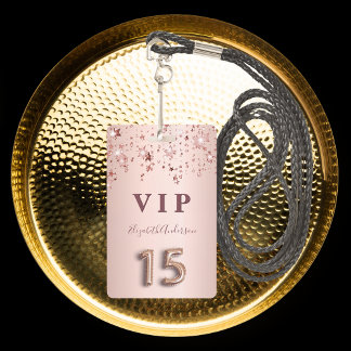 Quinceanera Rose Gold Rosa Sterne Party Ausweis