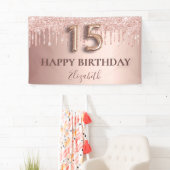 Quinceanera Rose Gold rosa Tropfen willkommen Banner (Insitu)