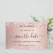 Quinceanera Rose Gold Save the Date Karte (Stehend Vorderseite)
