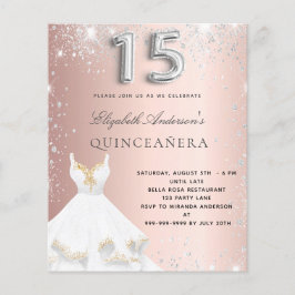 Quinceanera Rose Gold Silber Einladung