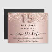 Quinceanera Rose Gold speichern Datums-Magnet Magnetkarte (Vorne/Hinten)