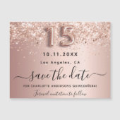 Quinceanera Rose Gold speichern Datums-Magnet Magnetkarte (Vorderseite)