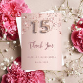 Quinceanera Rose Gold Sterne Dank Karte