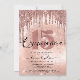 Quinceañera Rose Gold Trendy Einladung