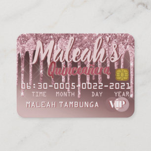 Quinceañera Rose Gold Tropfen Glitzer Einladungen