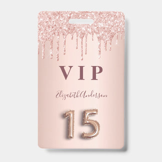Quinceanera Rose Gold Tropfen rosa Ausweis