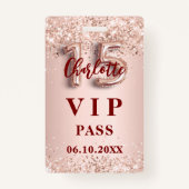 Quinceanera Rose Gold Vip Party Pass Ausweis (Vorderseite)