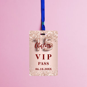 Quinceanera Rose Gold Vip Party Pass Ausweis