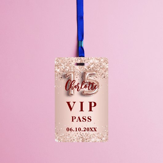 Quinceanera Rose Gold Vip Party Pass Ausweis