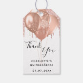 Quinceanera Rose Gold Weißer Ballon Vielen Dank Geschenkanhänger (Vorderseite)