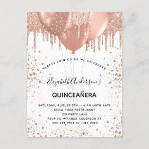 Quinceanera Rose Goldballons Einladungspostkarte
