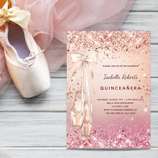 Quinceanera Rose Goldbarren Einladung