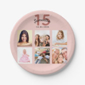 Quinceanera Rose Goldbarren Foto Name Pappteller (Vorderseite)